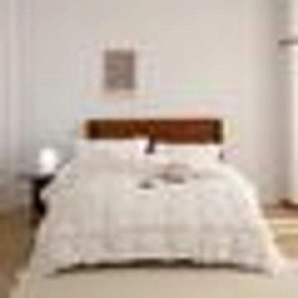 Nayoroom White Ruffled Fringe Duvet Cover Set, Full Size, Polyester