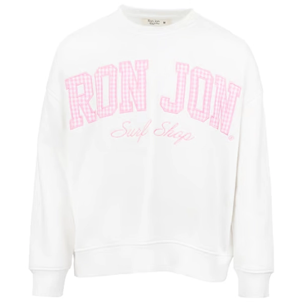 Ron Jon Kids White and Pink Gingham Crew Neck Pullover