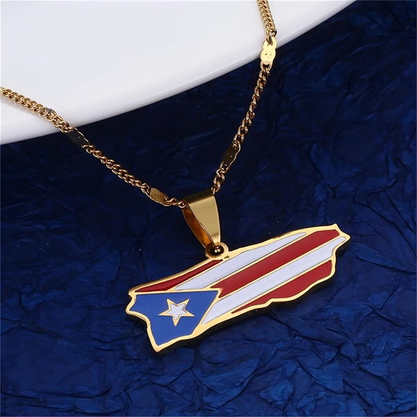 [Stainless Steel Necklace] 1pc of Trendy Women's Stainless Steel Necklace Featuring a National Flag Pendant, a Souvenir Gift for Independence Day, Perfect for Hip Hop Style Vacation Jewelry