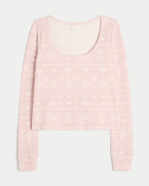 Gilly Hicks Always Cozy Waffle Long-Sleeve Scoop Top