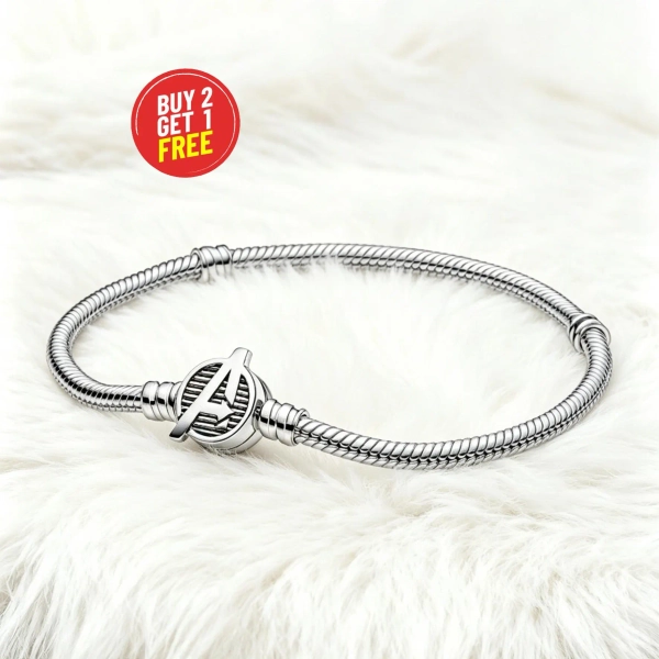 Sterling Silver Moments Marvel The Avengers Logo Clasp Snake Chain Bracelet Jewelry gift for her