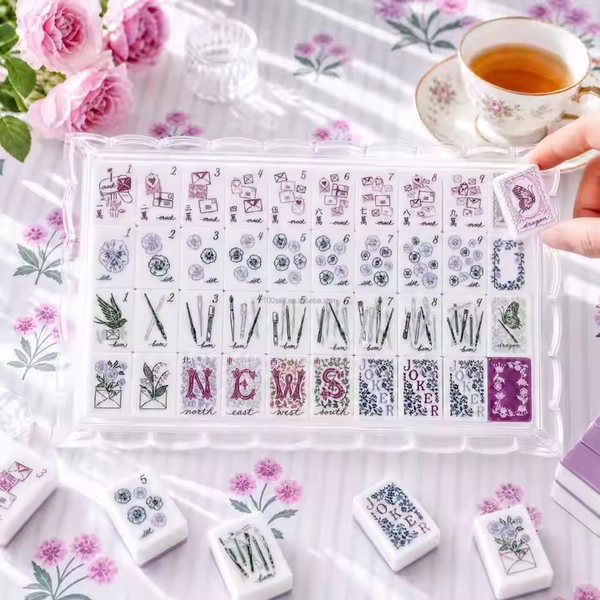 2026 New Miss Mahjong Series Heritage Set Acrylic Mahjong Set Custom Pattern 3-Layer American Mahjong Tile