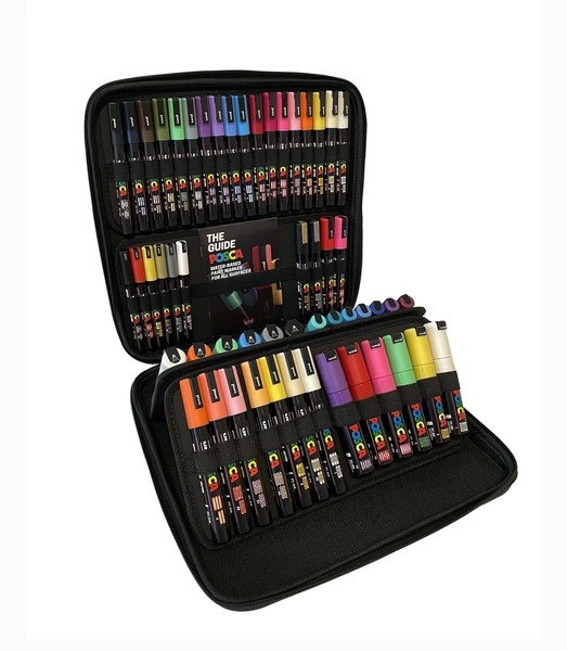 Posca 54 Piece Marker Pen Set with Carry Case - Acrylic Non Permanent Paint Art Bundle