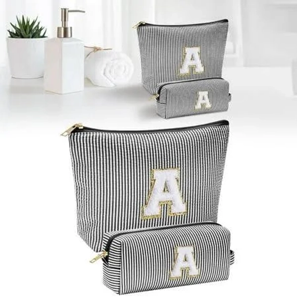 Personalized Initial Makeup Bag BLUE VERSION 