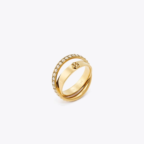 Icon Pavé Double Ring in yellow, size 9