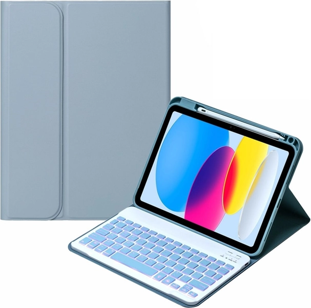 Mobigear Keys iPad 11 (2025) Hoes QWERTY Bluetooth Toetsenbord Bookcase + Stylus Houder - Blauw