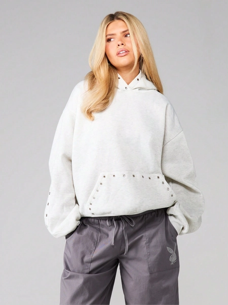 MISSGUIDED Eyelet Detail Pullover Hoodie With Drawstring