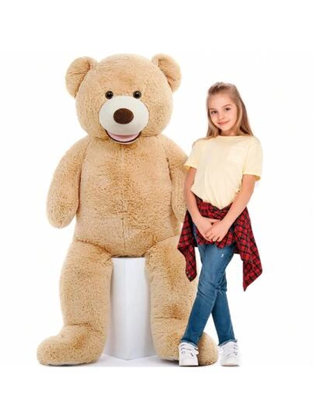 Giant Teddy Bear 130cm, XXL Kawaii Large Plush Stuffed Bear Animal Soft Cuddly Toy Big, Cute Birthday Presents For Kids Girls Boys Women Party Decorations (Light Brown)