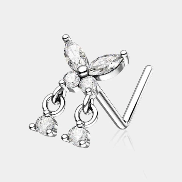 Oufer CZ Dangle Butterfly Nose Ring