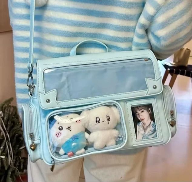 New Y2K Cute Ita Bag Harajuku Girl Transparent Pocket Large Capacity Crossbody Bag Lolita DIY Badge Display Casual Shoulder Bags - AliExpress 1524