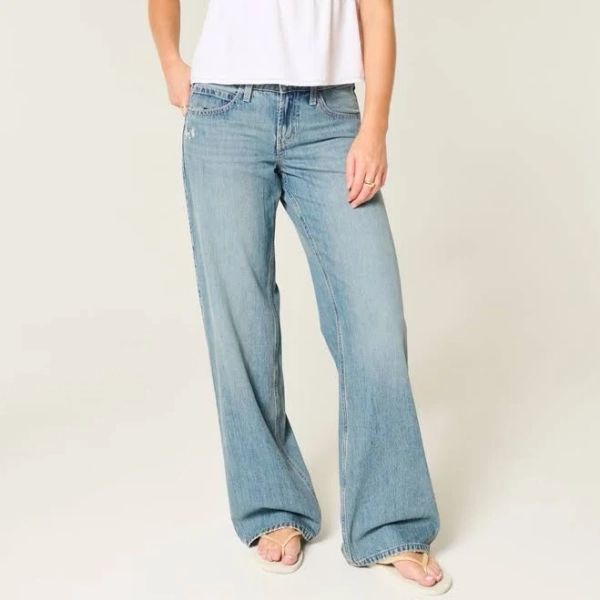 Hollister Women's Low-Rise Baggy Butterfly Graphic Jeans