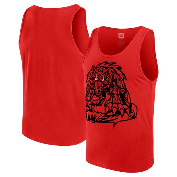Men's Red Jacob Fatu Tribal Wolf Tank Top