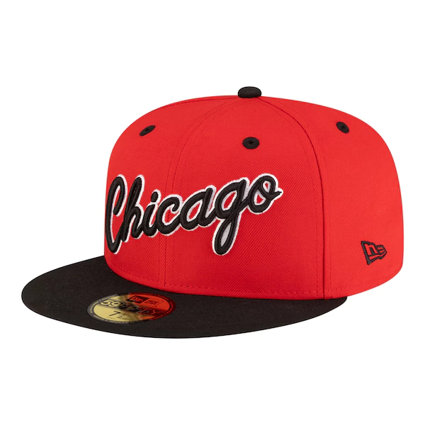  Chicago Bulls New Era 80s Throwback 59FIFTY Fitted Hat - Red/Black