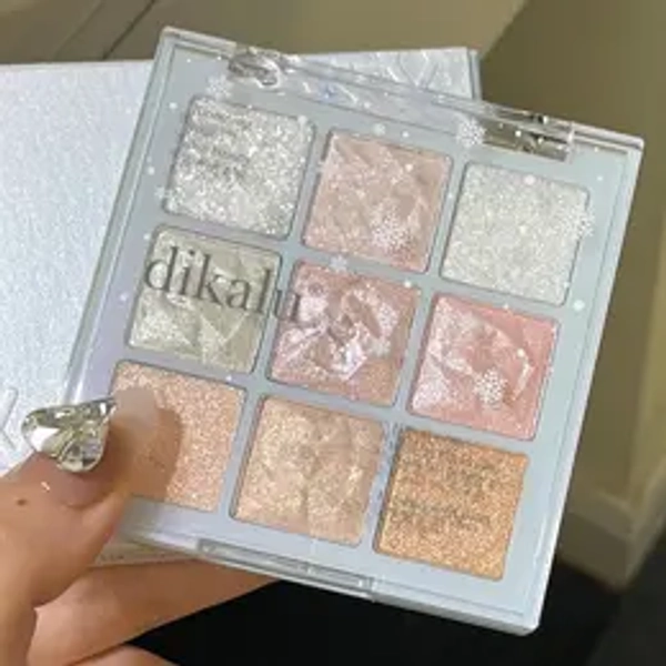 9 Color Eyeshadow Palette, Glitter Long Lasting Shimmering Eye Shadow Makeup Palette, Vibrant Summer Makeup High Pigmented Blendable Eyeshadow Powder, Flawless Multicolor Eyeshadow Palette, Cosmetic
