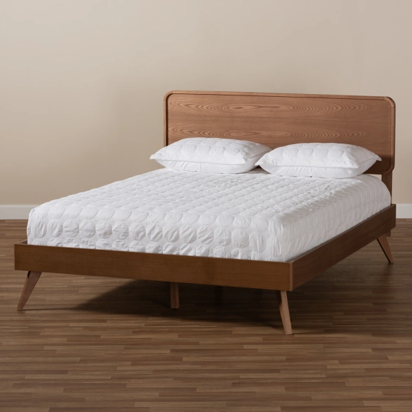 Carson Carrington Ulvsta Walnut Wood Mid-century Platform Bed