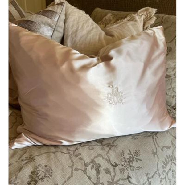 Monogrammed Silk or Satin Pillow Cover, Custom Embroidered Pillowcase, Personalized Home Decor