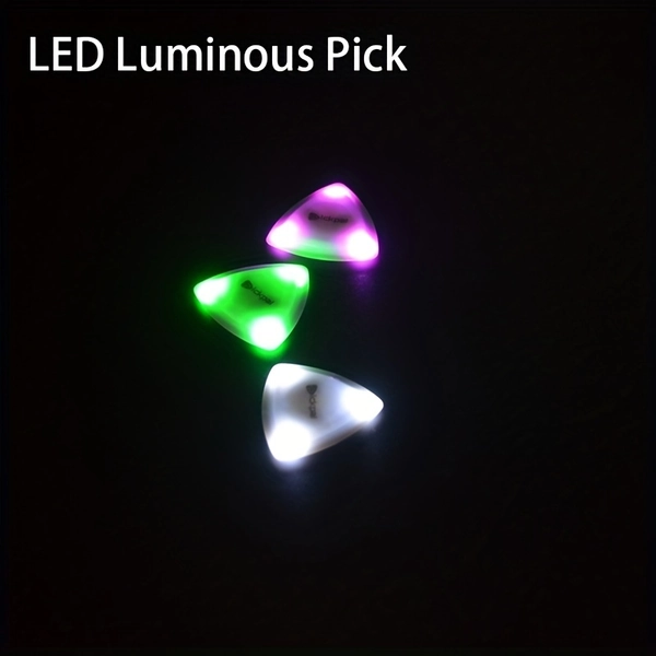 PICKPAL LED Luminous Guitar Pick - Wooden Electric Guitar Pick with Three-Color Light Options (White/Green)