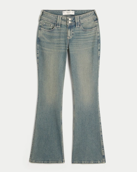 Low-Rise Butterfly Embroidery Medium Wash Bootcut Jeans
