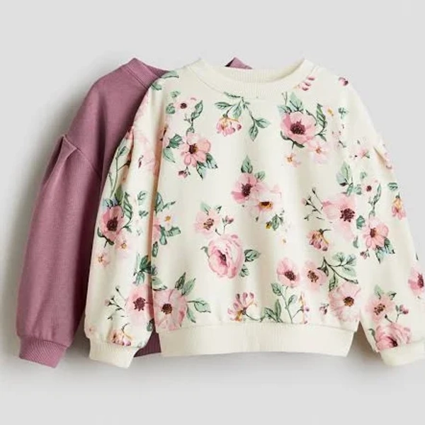 H&M Girls 2-Pack Puff-Sleeved Sweatshirts
