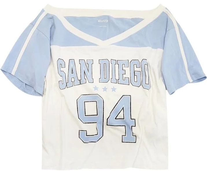 Hollister Women's Oversized Off-the-Shoulder Varsity Graphic Tee