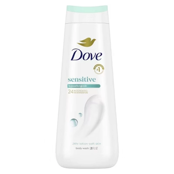 Dove Sensitive Skin Body Wash Gentle Hypoallergenic Formula 24hr Lotion-Soft Skin - 20 fl oz