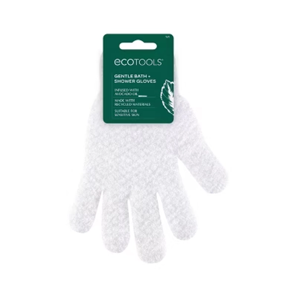 EcoTools Avocado Oil Infused Gentle Bath + Shower Gloves: Exfoliating, Whole Body, Polyfoam, 2 Pieces