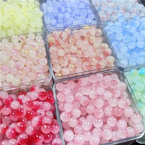 Multi-color 8mm Glass Round Beads - 200pcs Loose Beads Perfect for Jewelry Making Necklace Bracelet Keychain