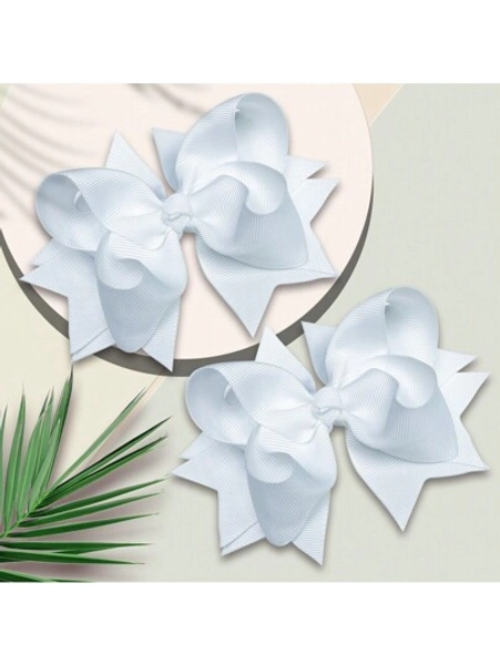 2Pcs 5 Inch Hair Bow Fashionable Children Hair Bows With Clips For Festivals