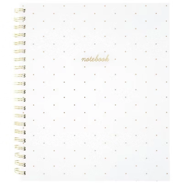 Sugar Paper Essentials 8.5"x11" Large Spiral Bound Notebook White Gold Dot 100 Pages