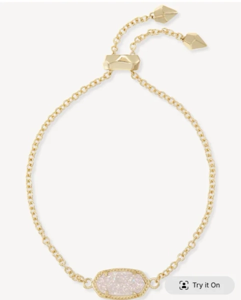 Elaina Gold Adjustable Chain Bracelet in Iridescent Drusy