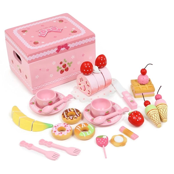 mother garden Wooden Toy Wooden Play Set Sweet Cafe Ribbon Pink 441-58430