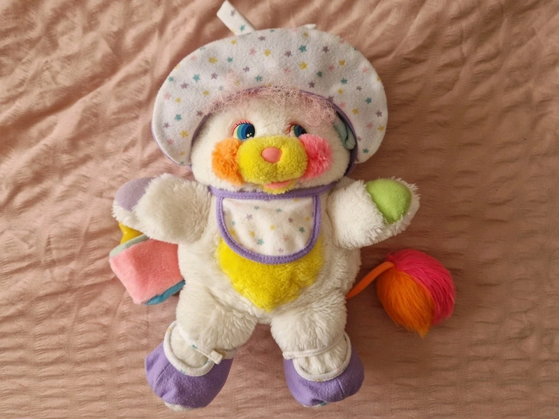Rare Mattel Popple White Vintage 1980s Baby Bibsy Vintage Plush Stuffed Toy