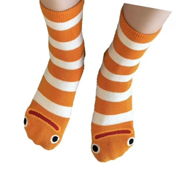 Comfortable Everyday Socks With Funny Eel Fish Stripe Moisture Wicking Fabric Middle Calf Socks For Gym And Casual Use