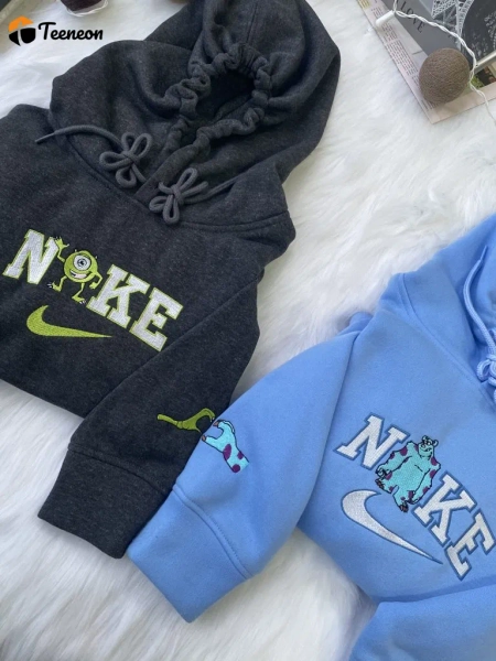 Sully & Mike Matching Couple Embroidered Sweatshirt: Perfect Men Women Gift, Gift for Men Women - Teeneon