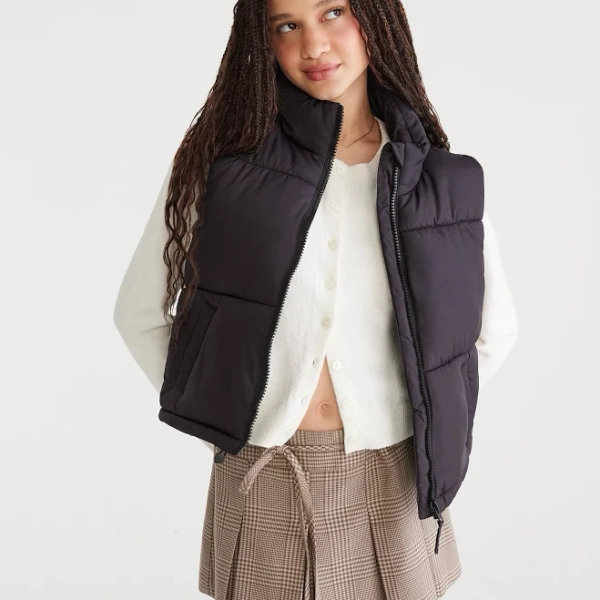 Aeropostale Women's Lightweight Cropped Puffer Vest