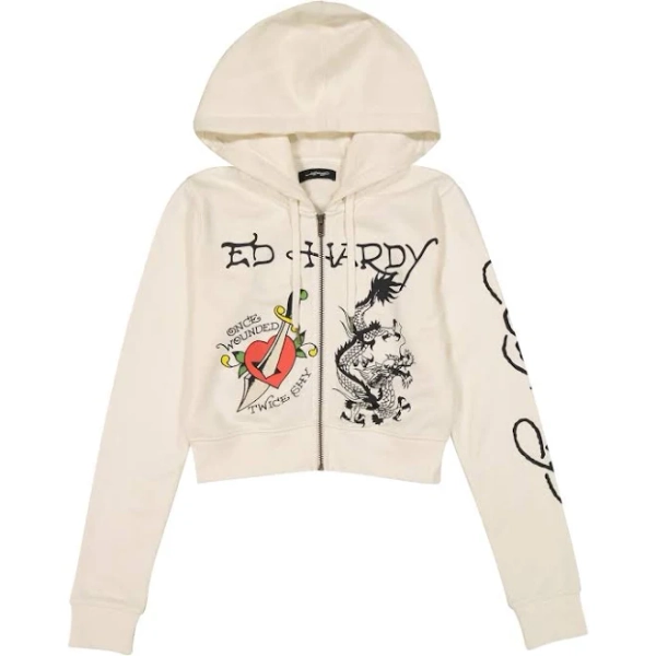 Ed Hardy Women's Dagger Heart Cropped Hoodie