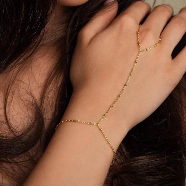 14K Gold Minimalist Beaded Cable Chain Bracelet