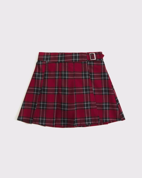 pleated wrap mini skort