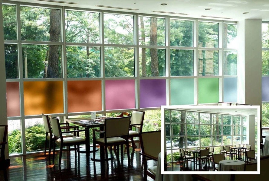 Static Cling Privacy Film, Sandblast Colors Window Film (20 Color Options)