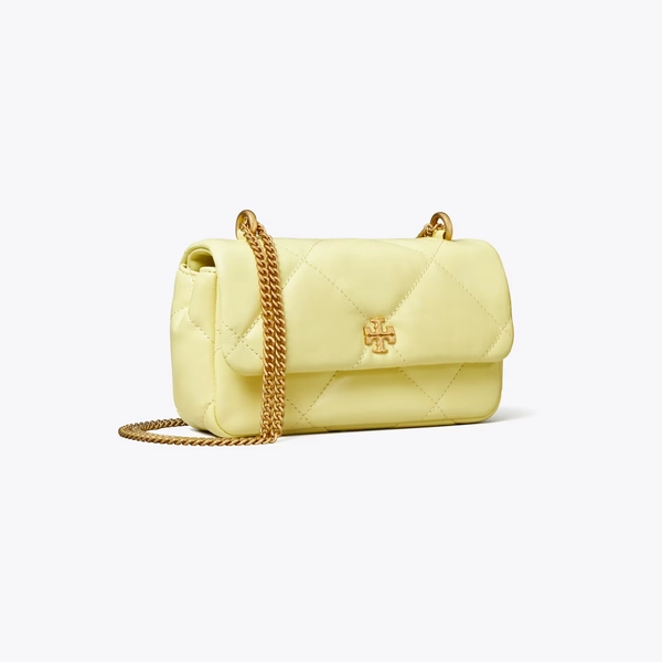 Kira Diamond Quilt Mini Flap Bag in yellow, size OS