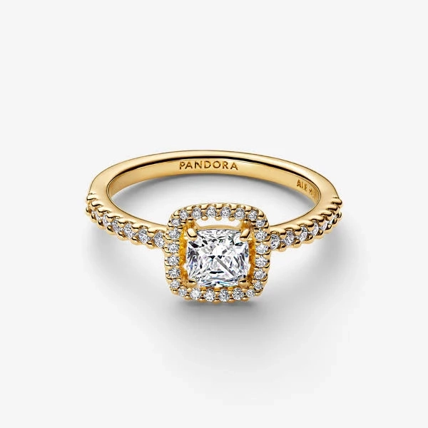 Pandora Sparkling Square Halo Ring
