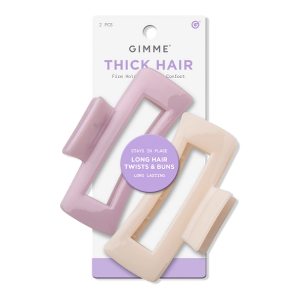 Thick Hair Rectangle Claw Clip - Purple/Cream