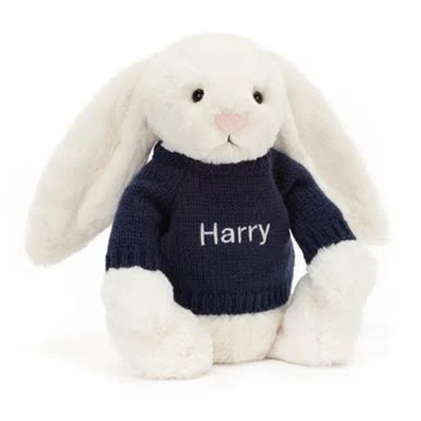Official Jellycat Bashful Bunny with Personalized Jumper Cute Gift For All Ages