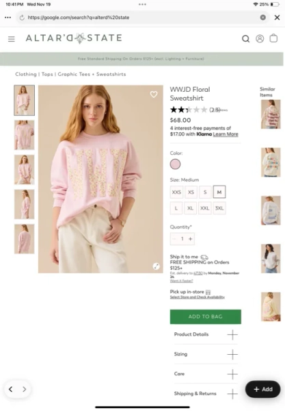WWJD Floral Sweatshirt