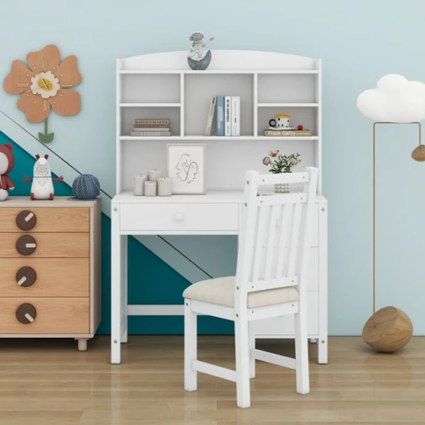Lark Manor Home Executive Desk and Upholstered Chair Set