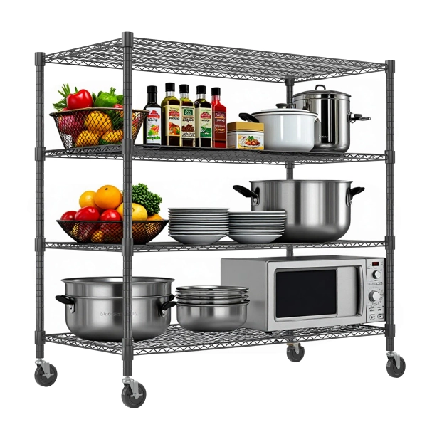 Rebrilliant Heavy Duty Storage Shelves, Tier Wire Shelving Unit With Wheels, Commercial Adjustable Metal Shelves For Storage, Garage Rack Pantry Shelves Kitchen Shelving & Reviews | Wayfair