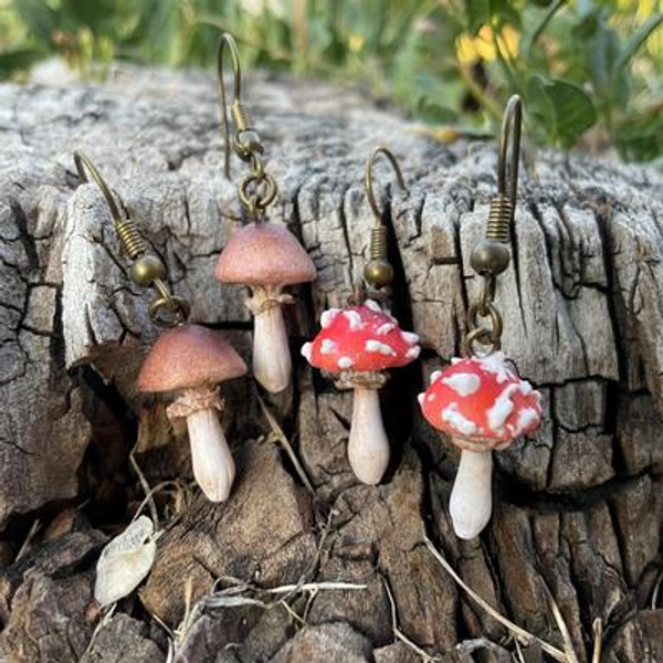 Realistic mushroom earrings and necklace | toadstool | jewelry | woodland | fairy