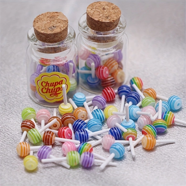 [Mini Glass Jar Toy] Miniature Glass Jar Faux Gummy Candy Ornaments, Dollhouse Toy House Decoration | Small Cloth Micro Scene Props with Model Accessories, Pocket Room Decor, DIY Small Parts, a Collectible Gift for Amateurs and Enthusiasts