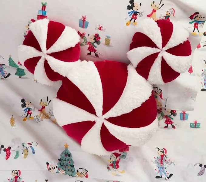 Disney Mickey Mouse Holiday Peppermint Shaped Pillow