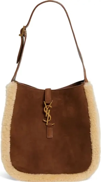 Small Le 5 à 7 Genuine Shearling Hobo Bag